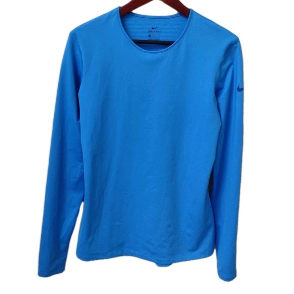 Nike Pro Warm Women's Vibrant Blue Long Sleeve Training Layer Top Size Large - Picture 3 of 10